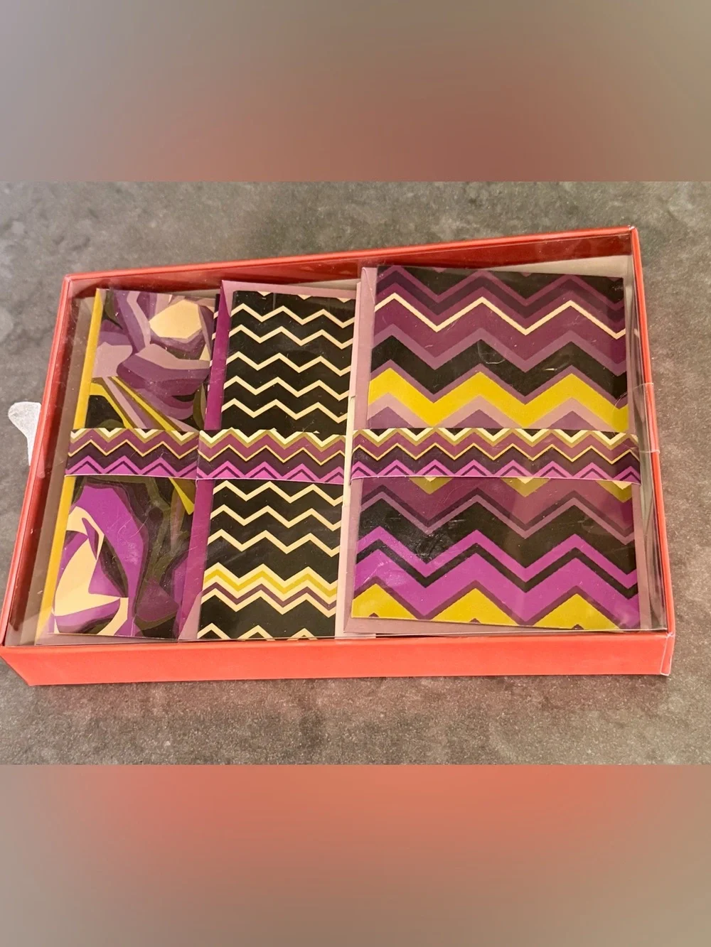 Missoni for Target Purple and Yellow Chevron Note Card Set 12 cards